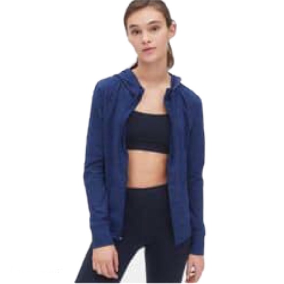 GAP Jackets & Blazers - GAP FIT Brushed Tech Jersey Zip Jacket Blue Space Dye Size Medium